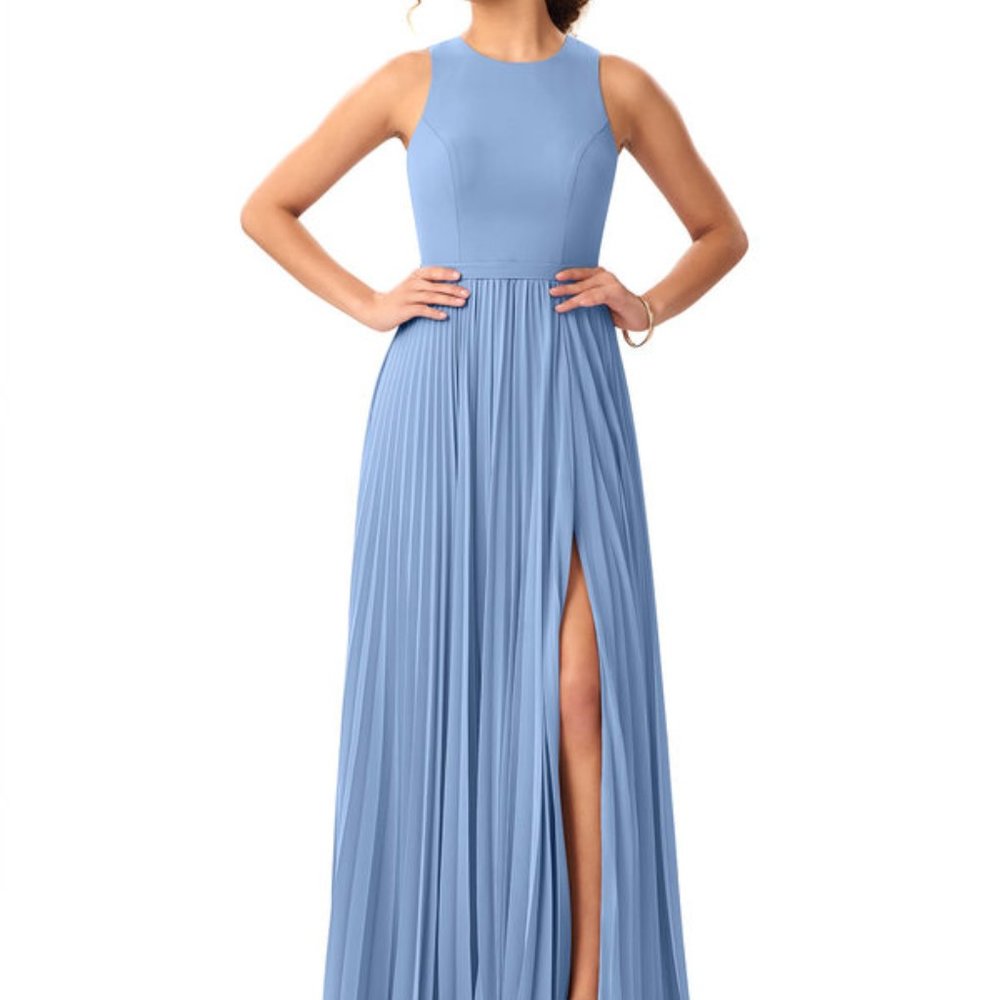 Steel Blue Azazie Lindie bridesmaid dress